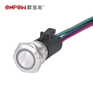 Interruttore a pulsante momentaneo da 16mm/19mm/22mm con interruttore a pulsante in metallo a <span class=keywords><strong>LED</strong></span> con coda di maiale