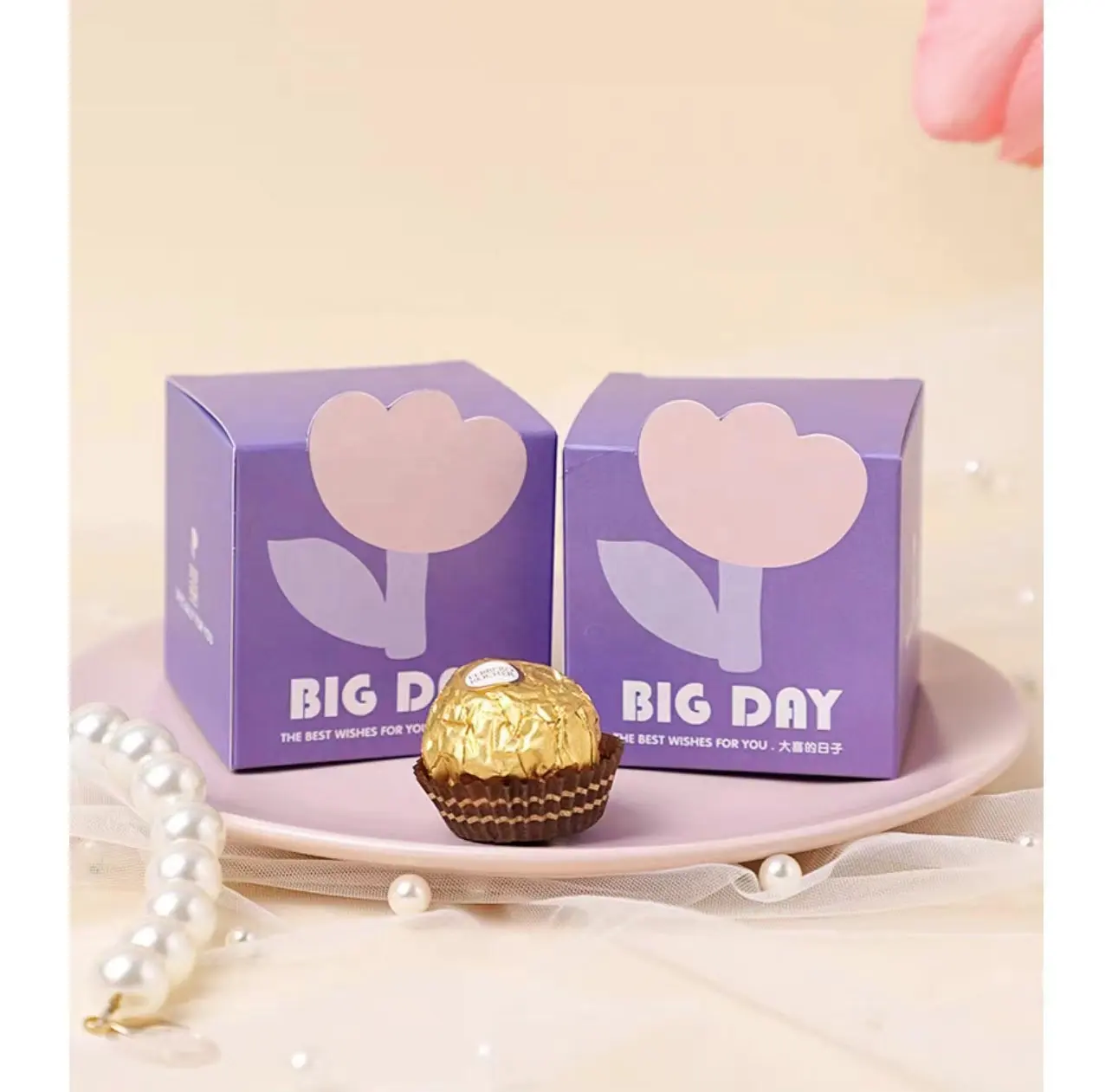 カスタムはリボン付きの甘い包装の結婚式のギフトチョコレートボックスキャンディーボックスを支持します