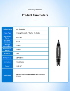 Planta de esgoto pH Sensor eletrodo anti-incrustante Sonda pH sensível para monitoramento de águas residuais OEM/ODM ABS Material 0,01 - Product Image 3