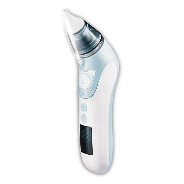 VANCOCON-Aspirador Nasal eléctrico para bebé, limpiador Nasal de silicona azul con pantalla LCD inteligente y línea de carga USB