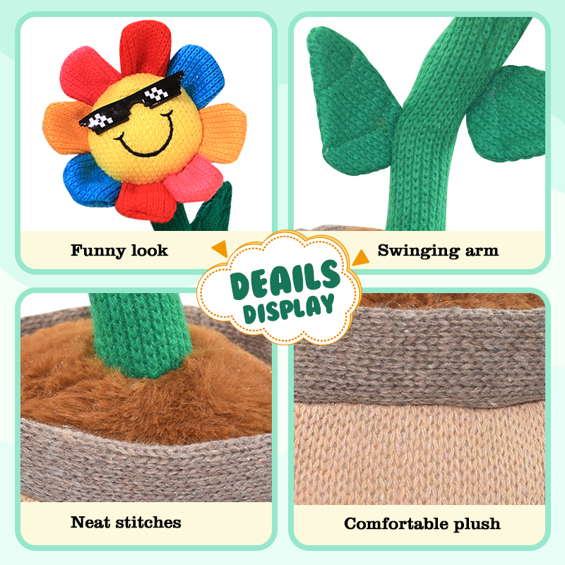 custom musical flower dancing toys funny electric dancing plush sunflower toy classic stuffed cactus toys