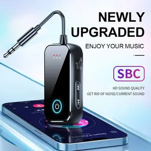 2合1 AUX无线音频适配器，用于蓝牙5.4 HiFi立体声音乐接收器/发射器3.5毫米麦克风汽车飞机电视电脑扬声器 - Product Image 3