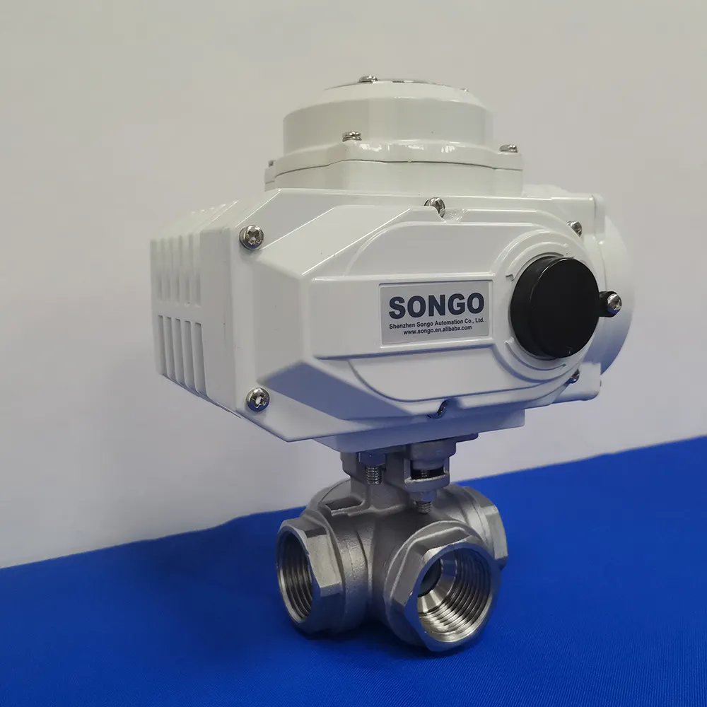 Шаровой кран SONGO, 1/2 дюйма, 4 канала, CF8M 1000 WOG 12 В NPT, с внутренней резьбой, 4-сторонний, из нержавеющей стали, с электроприводом