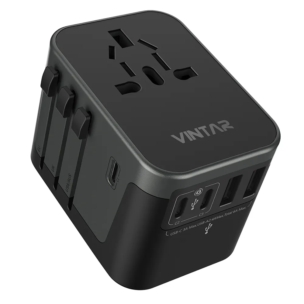VINTAR travel adapter universal customize 4usb portable universal travel adapter with type c