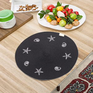 定制编织设计塑料PP桌垫，带南瓜标志刺绣 - Product Image 1