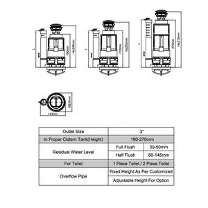 Varios tipos de válvulas de descarga de cisterna de inodoro de plástico para una experiencia de Baño eficiente en hoteles