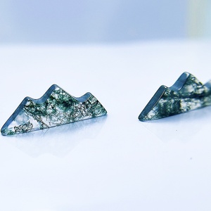 Natural Moss Agate Ring 25X9X3 Green Agate <strong>Jade</strong> Mountain Flake <strong>Setting</strong> Moss Agate Necklace - Product Image 6