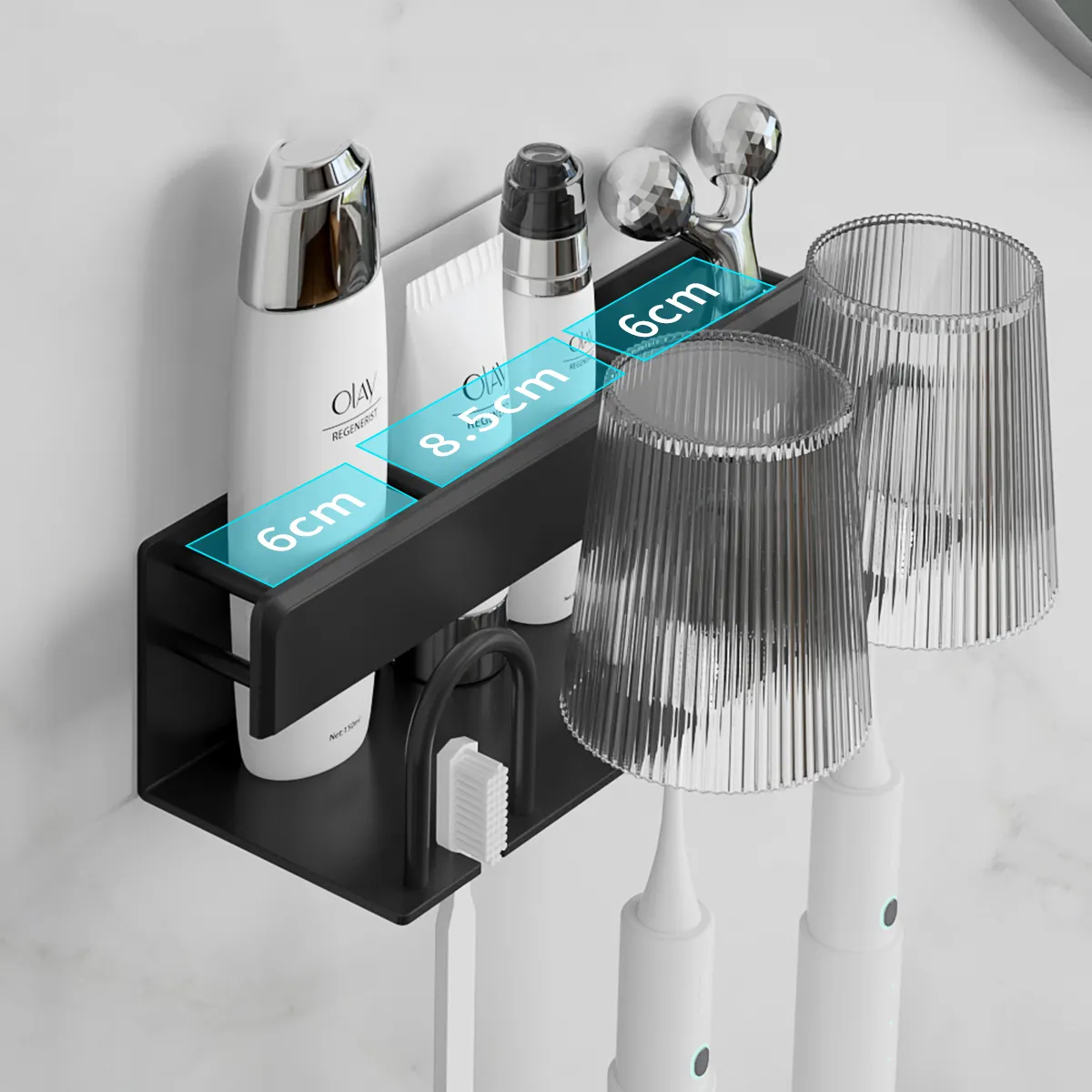 Soporte Simple de aluminio montado en la pared para cepillo de dientes de baño, soporte familiar para vaso de cepillo de dientes, superventas