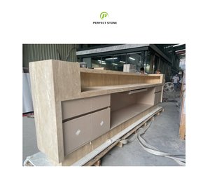 Tùy chỉnh travertine thủ quỹ quầy sang trọng đá tự nhiên tiếp nhận bàn cho bán lẻ thương mại không gian - Product Image 1