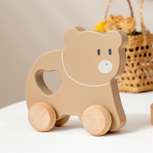 Yeni stil StyleFactoryWooden itme ve çekme oyuncak ayı-bebek Vintage S öğrenme aktivitesi-güvenli beceri geliştirme eğlenceli için Ideal - Product Image 4