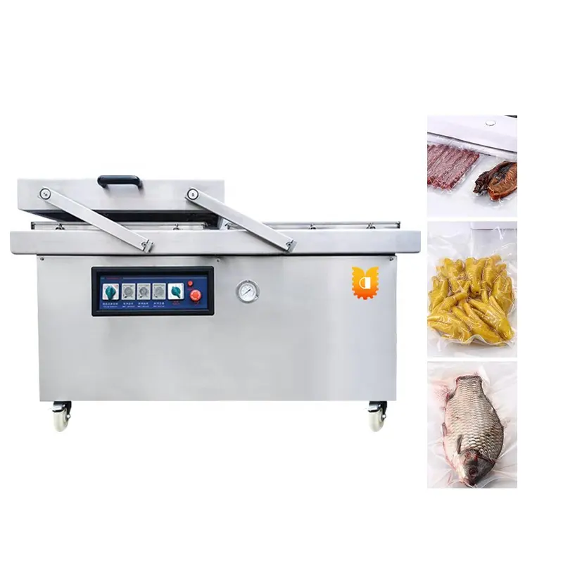 2 Chamber Snacks Meat Film Wrapping Tool Seafood Frozen Food Pine Nuts Herring Fillet Máquina de embalagem a vácuo