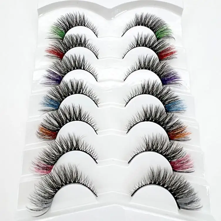 wholesale custom logo ins Colors cat eye false eyelashes soft natural Stage makeup cat eye lashes kit 7 pairs with packing