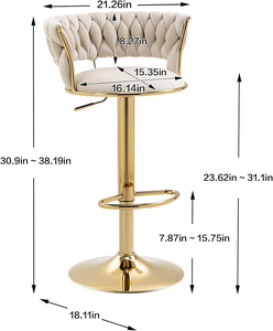 Hiện đại ngà xoay <span class=keywords><strong>Bar</strong></span> ghế có thể điều chỉnh chiều cao vàng trở lại truy cập Phân bếp đảo barstools cho phòng khách ngoài trời - Product Image 3