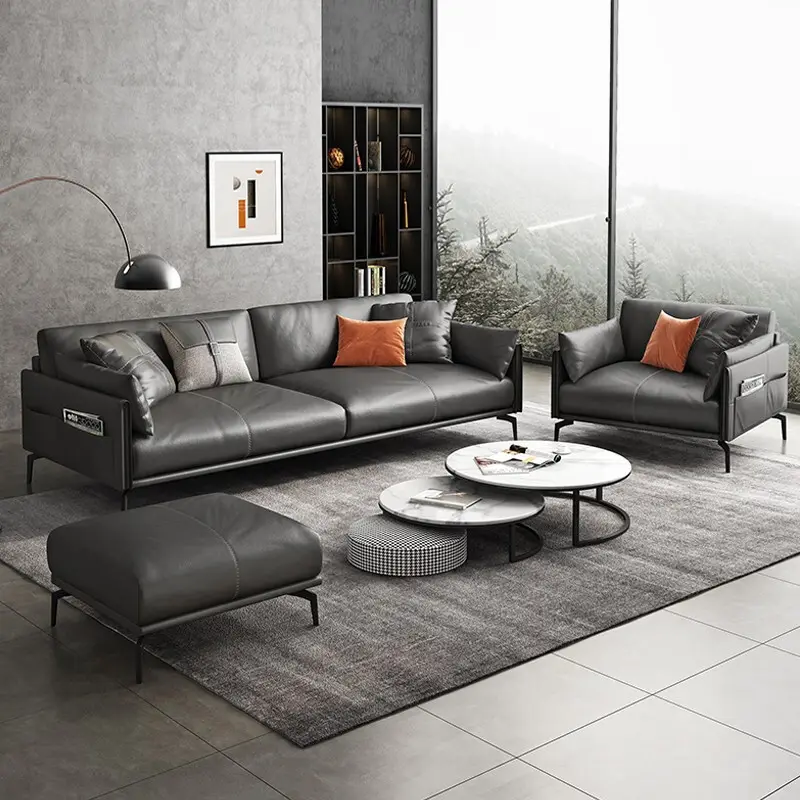 Luxe Meubels Modern Eenvoudig Sofa Design Nordic Lederen Sofa Driezits Sofa Set Woonkamer Modern