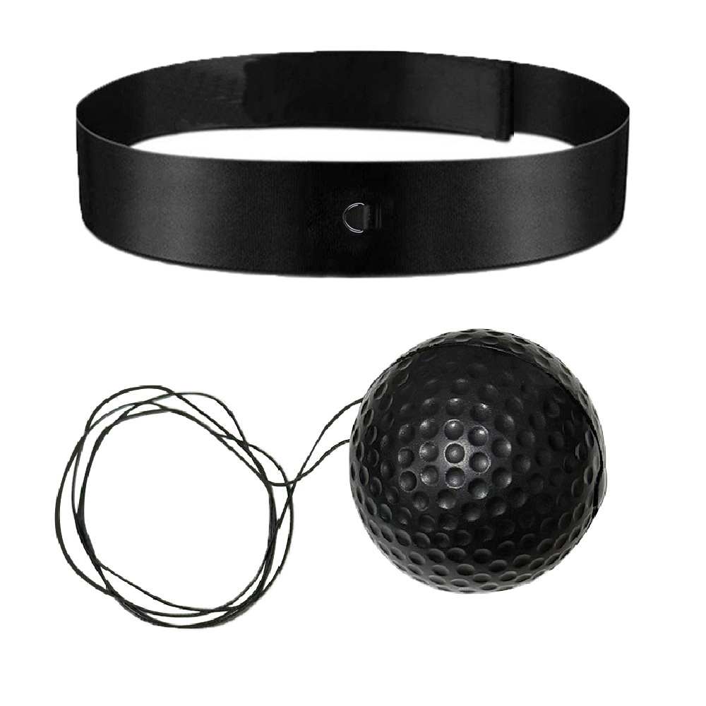 Bandeau tricoté + boule souple noire + fil