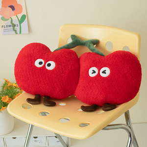 Custom Plush Pillow Big Eyes Embroidery <strong>Cherry</strong> Pillow Soft Fruit Plush Toy - Product Image 4