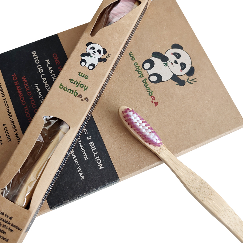 Custom Logo Biodegradable Eco-friendly Natural Soft Bristle Wooden Bamboo Toothbrush