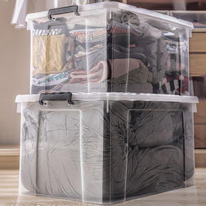 Large Comforter Storage Box Plastic <strong>Rectangular</strong> Storage Bin Clothes Storage <strong>Containers</strong> <strong>with</strong> <strong>Lids</strong> - Product Image 2