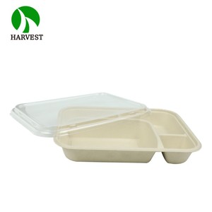 Free Sample Take <strong>Away</strong> Paper Container Salad Bowls <strong>4</strong> Compartments Disposable Sugarcane Bagasse Rectangular <strong>Box</strong> for Food Packaging - Product Image 3