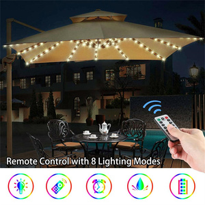 Fairy String Lampe Wasserdichte Fernbedienung Bunte 8 Modi Solar betriebene warm weiße LED Patio Umbrella Garden String Lights - Product Image 4