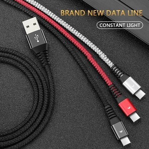 Toptan yeni tasarım mikro gümüş kırmızı siyah 1.2m uzunluk veri kablosu Typ C ucuz veri kablosu - Product Image 3