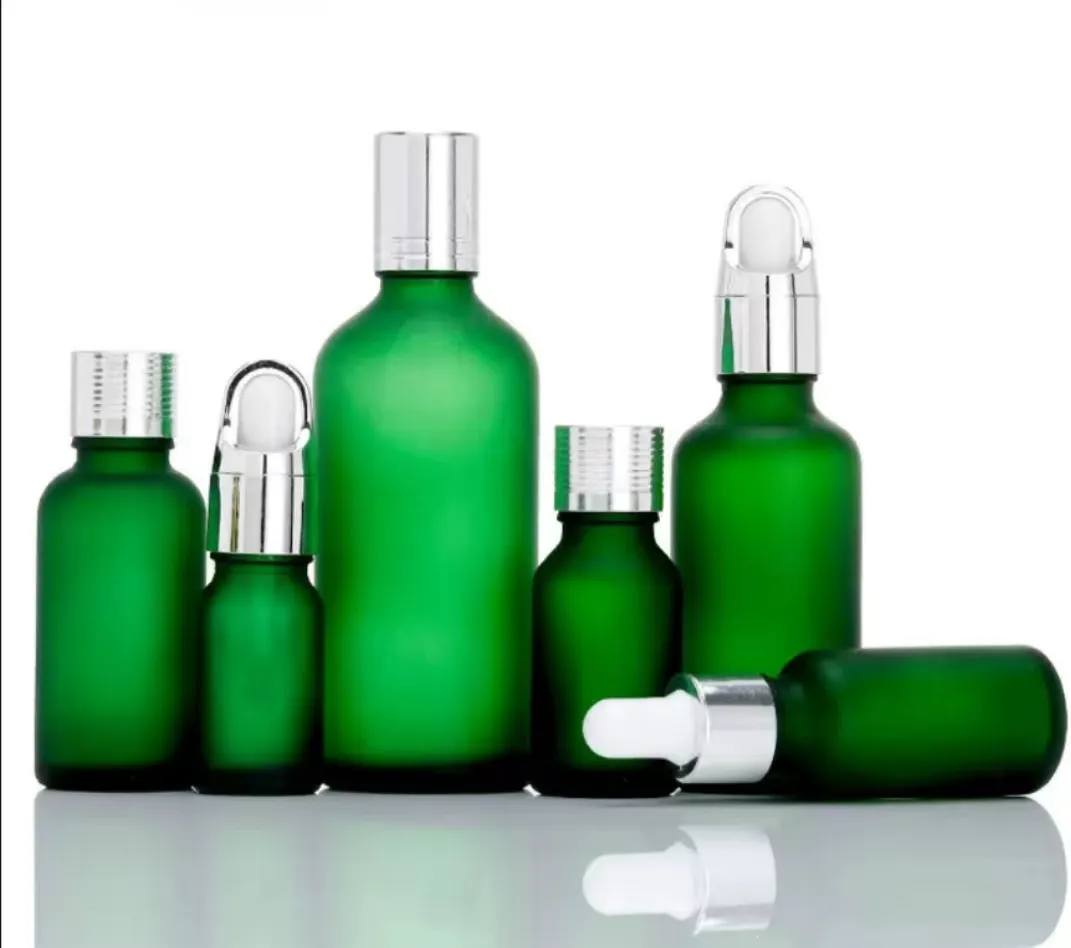 stylish green massage Essential oil essence glass bottle packaging 100ml dropper glass bottle perfume bottle