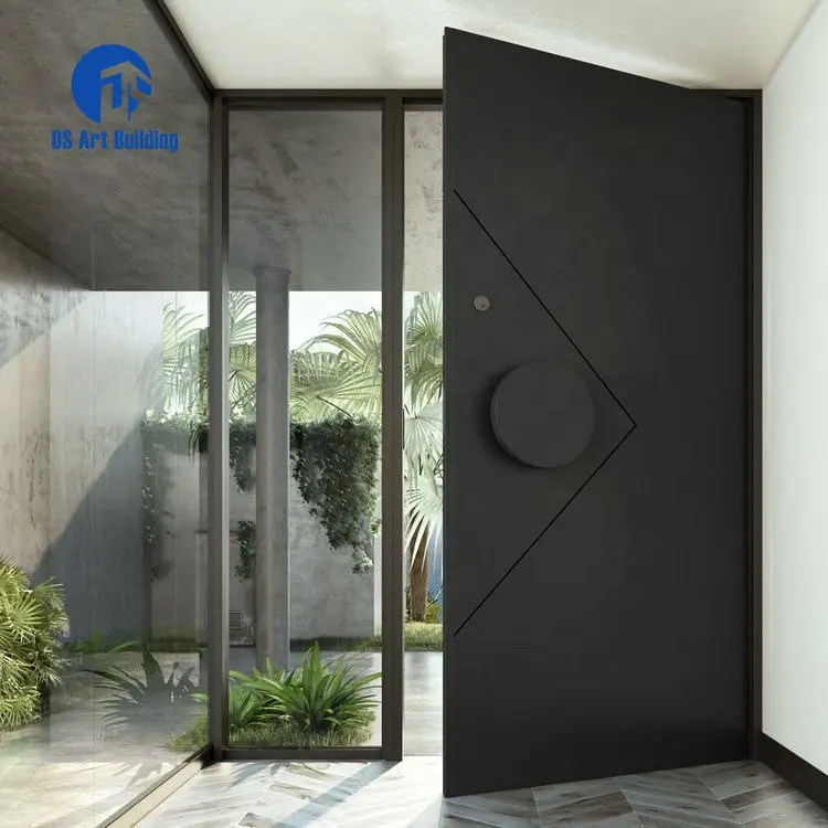DS nuevo estilo moderno impermeable entrada pivote puerta de entrada aluminio madera pivote puertas delanteras para el hogar