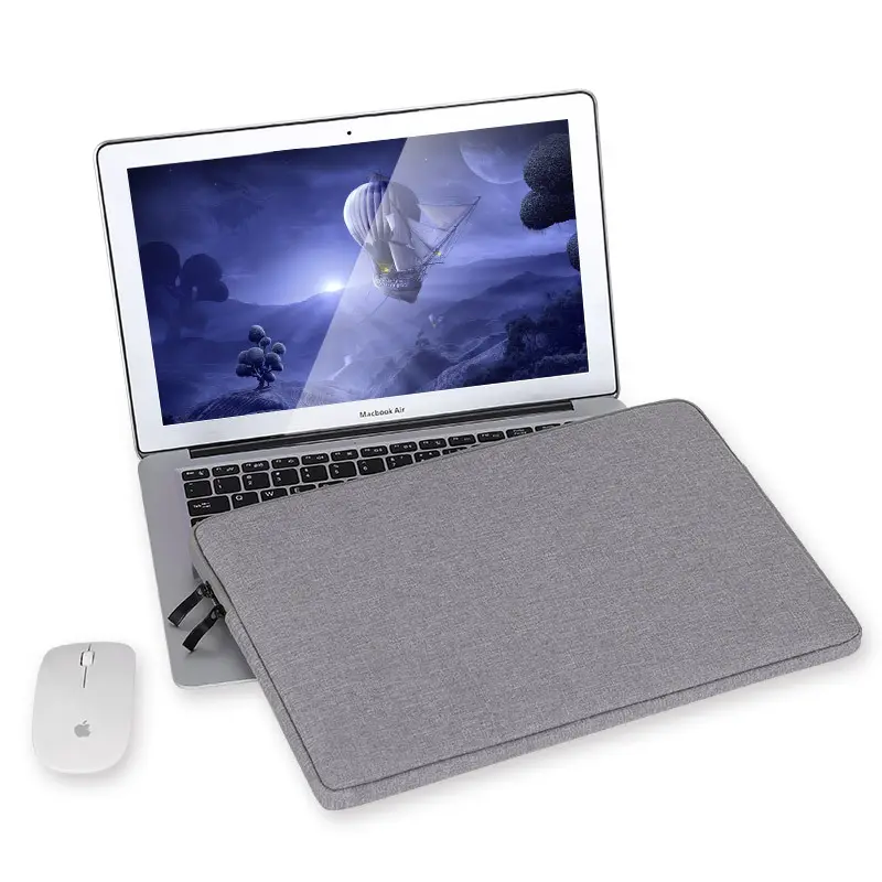 Soft Felt แล็ปท็อปกระเป๋าปกกรณีกระเป๋าเอกสาร11 13 14 15 6นิ้วสำหรับ Apple Mac Pro Macbook สีดำ OEM โลโก้ที่กำหนดเองสไตล์