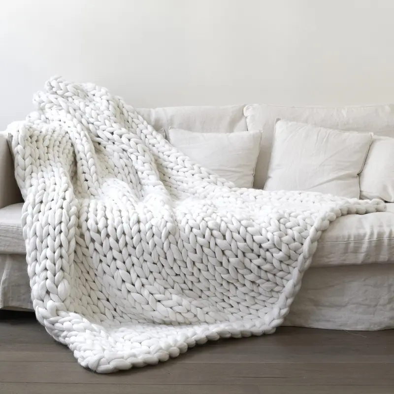 Супермягкое текстурированное однотонное декоративное одеяло, легкое вязаное 100% акриловое покрывало для кровати и дивана