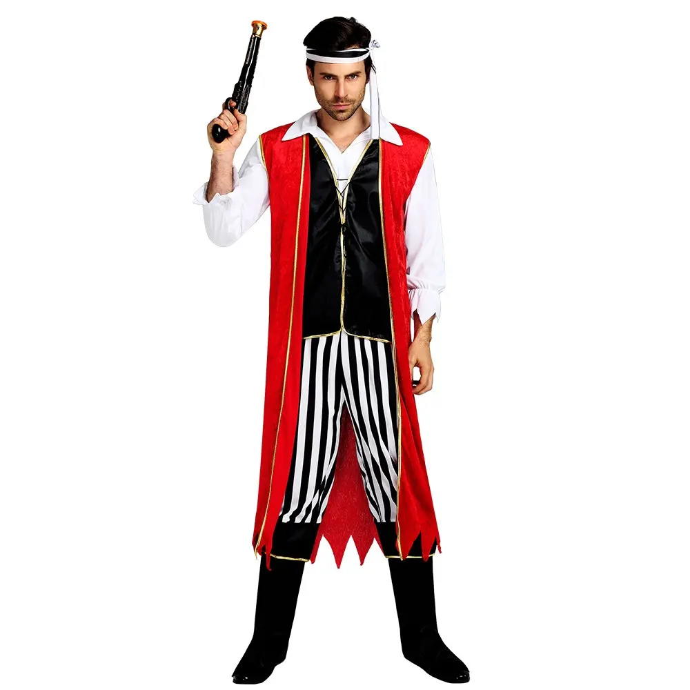 Vendita calda femminile adulto capitano Jack Costume pirata maschio dei Caraibi Cosplay partito uomo Costume pirata