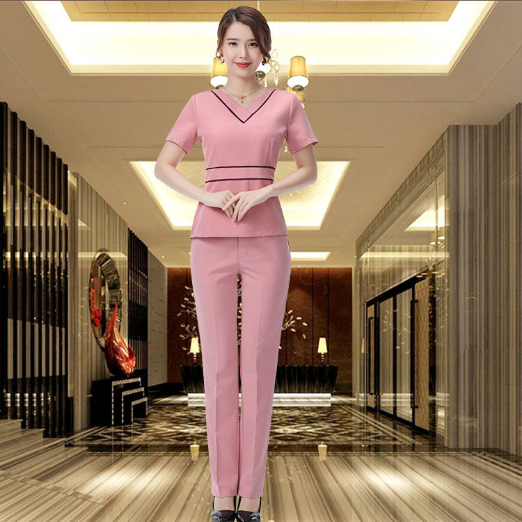 912 ชุดสูทสีชมพูแขนสั้น
