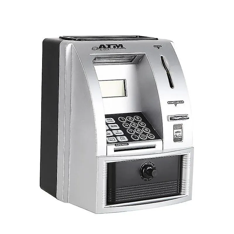 Gerçek para için ATM kumbara Mini ATM makinesi çocuk para yönetimi öğretmek çocuklar için çok yönlü ATM banka okuyabilir USD