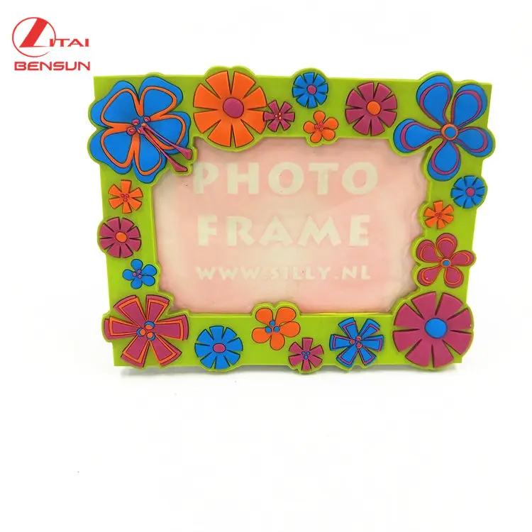 Atacado 3D plástico personalizado flor design engraçado borracha macia PVC foto Frame para fotos