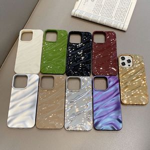 ラグジュアリーtpuソリッドカラーソフトシェル指紋防止3Dプリーツ電話ケースカバーiPhone 11 12 13 14 16 15プロ最大ファッション