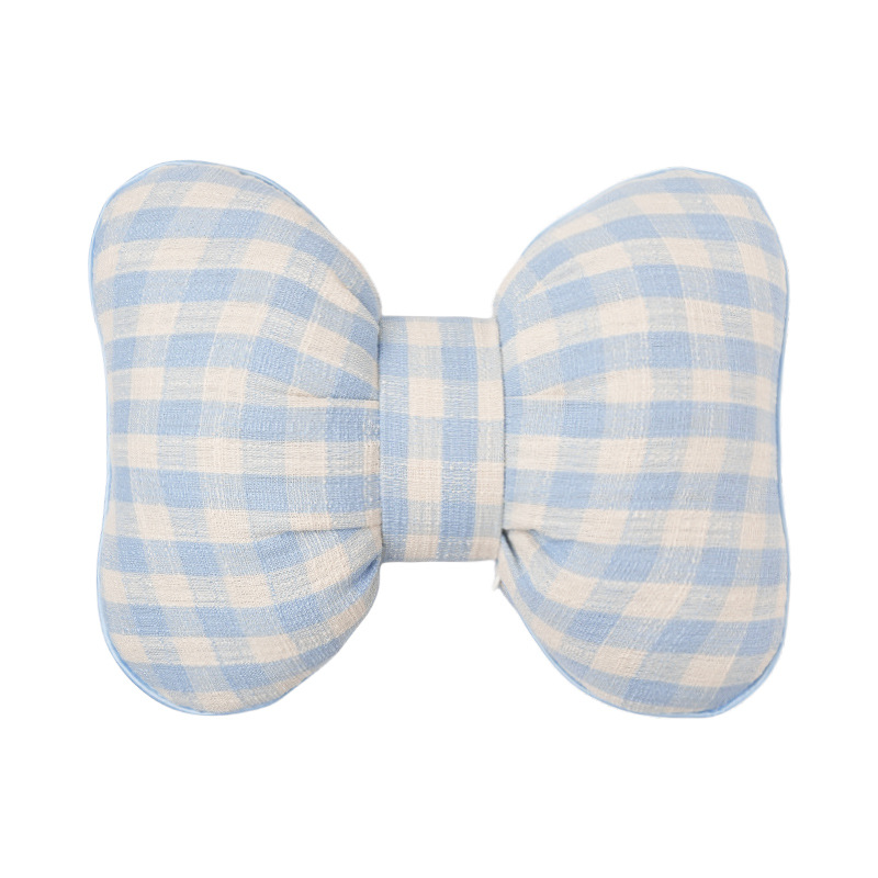 Blue plaid bow ribbon waistband