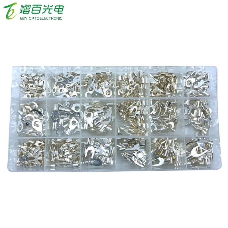 Horquilla de terminal de anillo no aislado prensado en frío tipo U 420 unids/caja Kit de surtido de 18 tipos Conector de cable Bloque de crimpado China