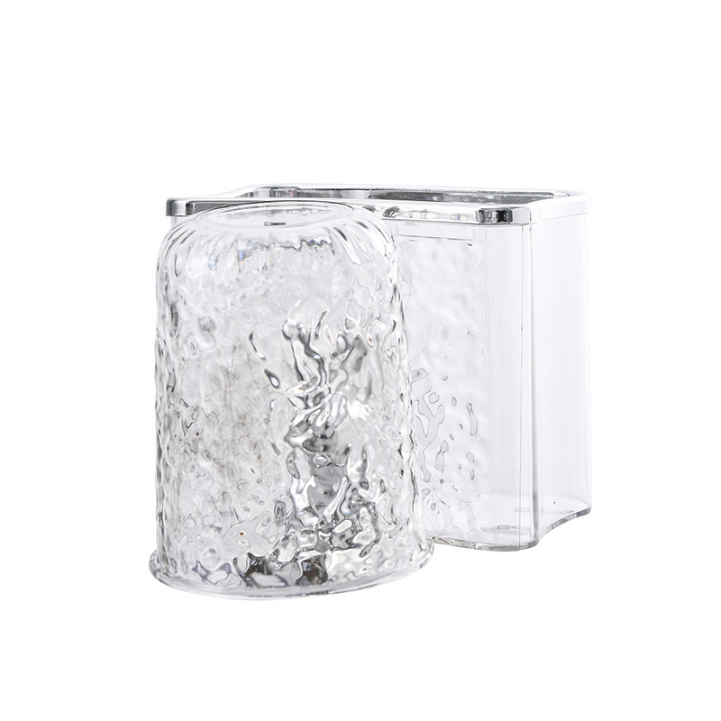 A toothbrush holder, transparent white
