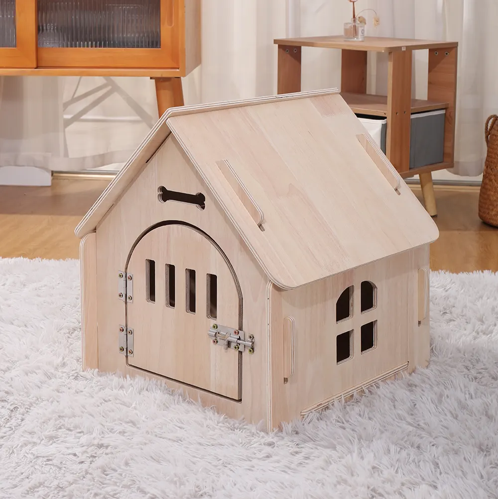 Venda quente Pequeno Animal Kennel Casa Quente DIY Casa Moderna Design Móvel Inverno Ys Madeira Moda Sólida Pet Dog Cat Casa