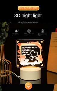 Luce notturna creativa creativa 3D penna rettangolare in legno calda Base LED USB acrilico 3D bacheca riscrivibile regalo in bianco moderno - Product Image 6