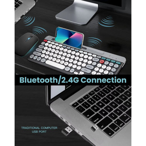 2,4G USB inalámbrico para teclado multidispositivo Bluetooth ratón RGB retroiluminado 104 teclas recargable Oficina Gaming ordenador Metal - Product Image 5