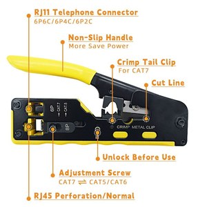 Çok fonksiyonlu ağ pense sıkma aracı CAT5 CAT6 CAT7 RJ45 Rj11 R12 RJ45 için hepsi bir arada EZ sıkma aleti geçmek - Product Image 2