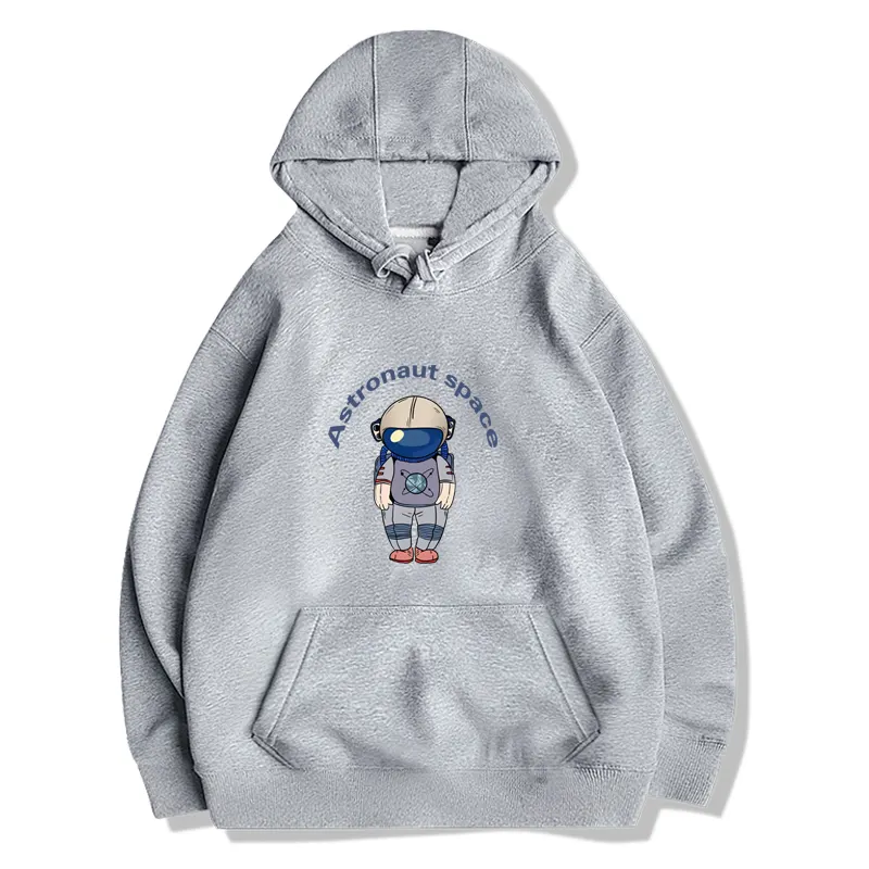 Pulls à capuche surdimensionnés lourds chandails personnalisés pull à capuche gris pour hommes avec des cordes