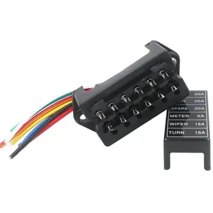 <strong>6</strong> Way Fuse Block 2-<strong>Input</strong> <strong>6</strong>-<strong>Output</strong> Fuse Box With Wire With Standard Blade Fuses 5A 10A 15A 20A for Car Bus RV Truck Marine Boat - Product Image 4