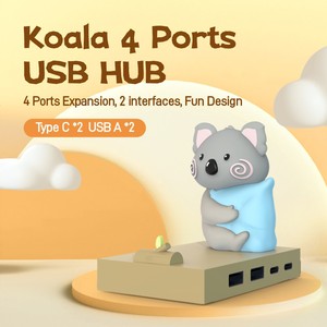 Personalization Custom Cartoon Animal Cute Australia Koala 4 Port USB Type C USB HUB - Product Image 6