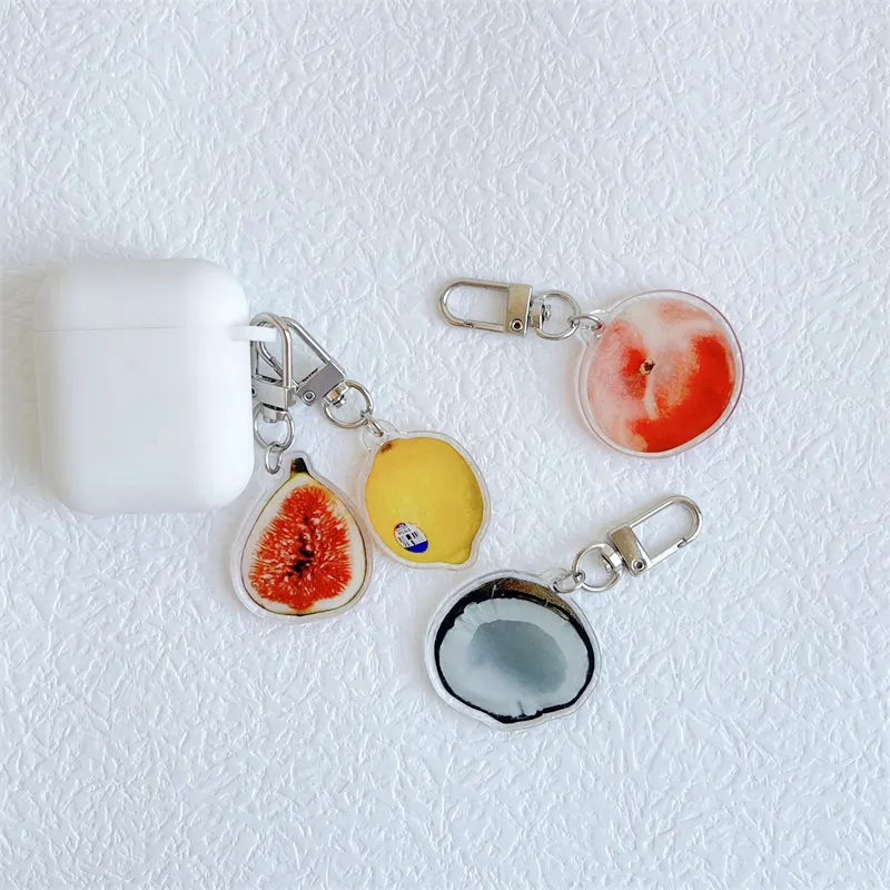 Wholesale Keychain Acrylic Pendant With Fruit Design Factory HD Print Pictures Acrylic Keychain Custom