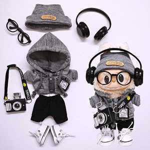 Labubu 15cm/17cm Universal <strong>Gray</strong> Sweater Hat Suit for Baby Dolls Jewelry Findings &amp; Components for One Two Three Generations - Product Image 2