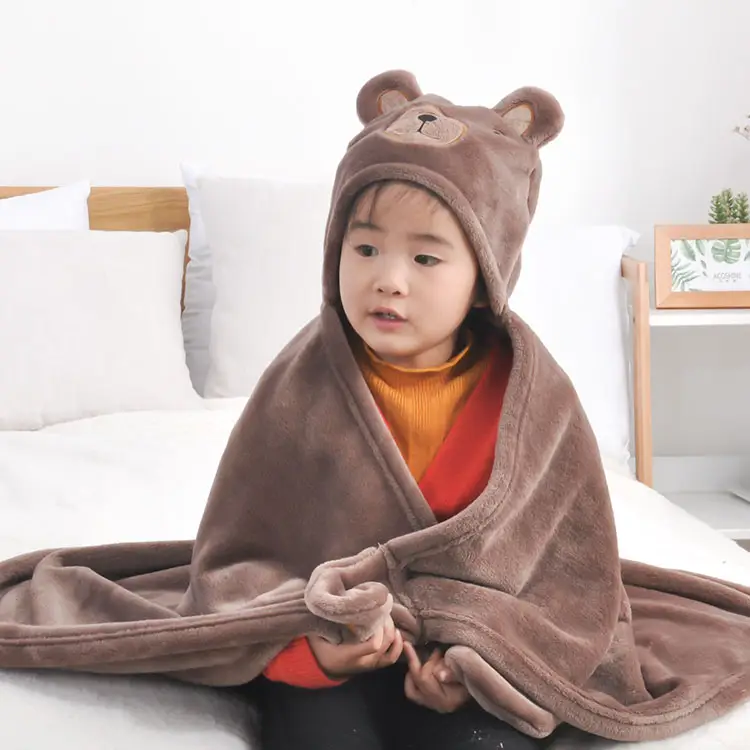 Couverture en peluche pour bébés, jouet, couverture de luxe, à capuche, avec animaux, pour enfants