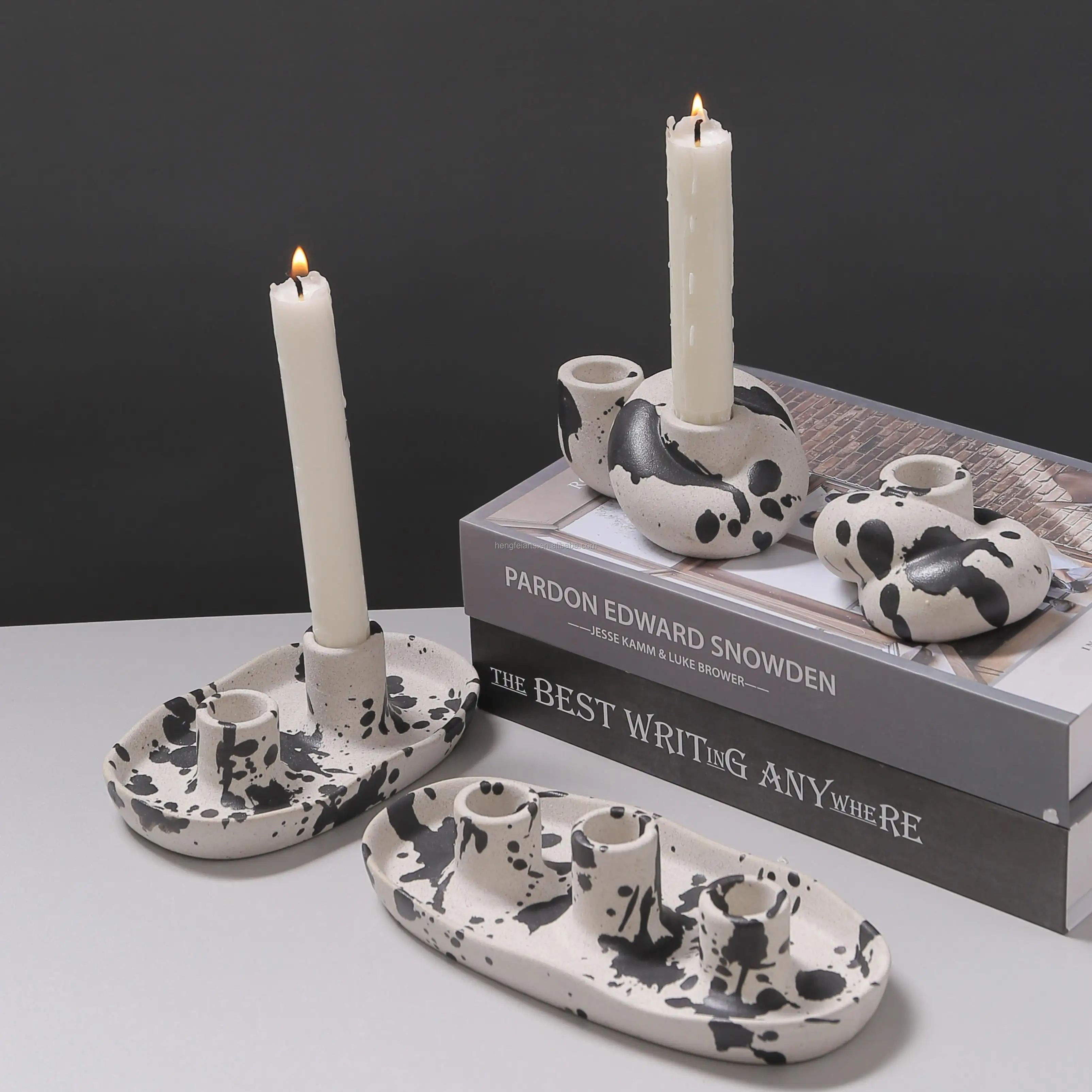 Wholesale Ceramic candle holder long candle and oil burner gift Nordic style Elegant gift