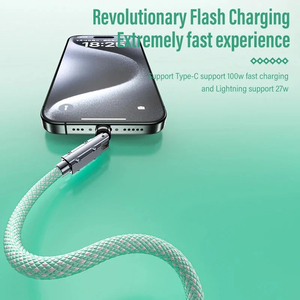 <strong>2</strong> <strong>in</strong> <strong>1</strong> Fast Charging Cable PD 100W USB to Type C Rotation Braided Data Cable for Huawei Xiaomi Samsung Charge Wire Dual Type C - Product Image 5