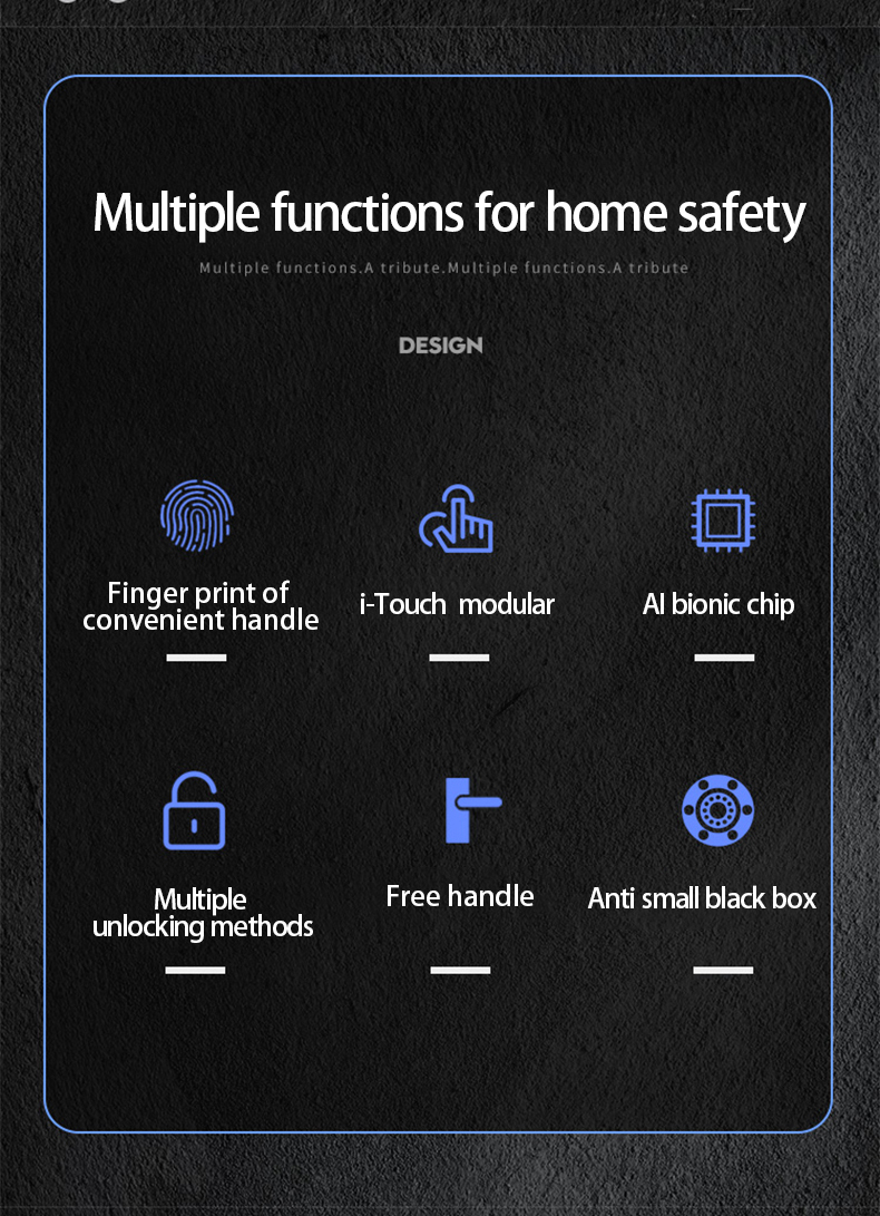 3D face recognition door lock smart finger print locks smart security door  touch screen lock